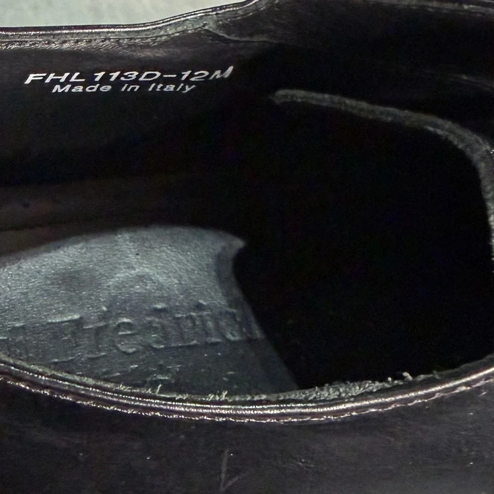 Paul Fredrick Mens Black Leather Textured Diamond Oxford Dress Shoes 12M Italy